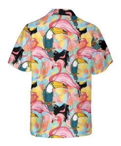 Toucans And Flamingos Exotic Floral Hawaiian Shirt
