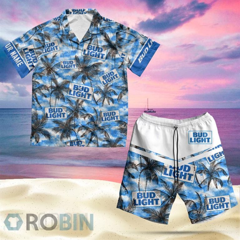 Tropical Bud Light Hawaiian Shirt And Shorts Set