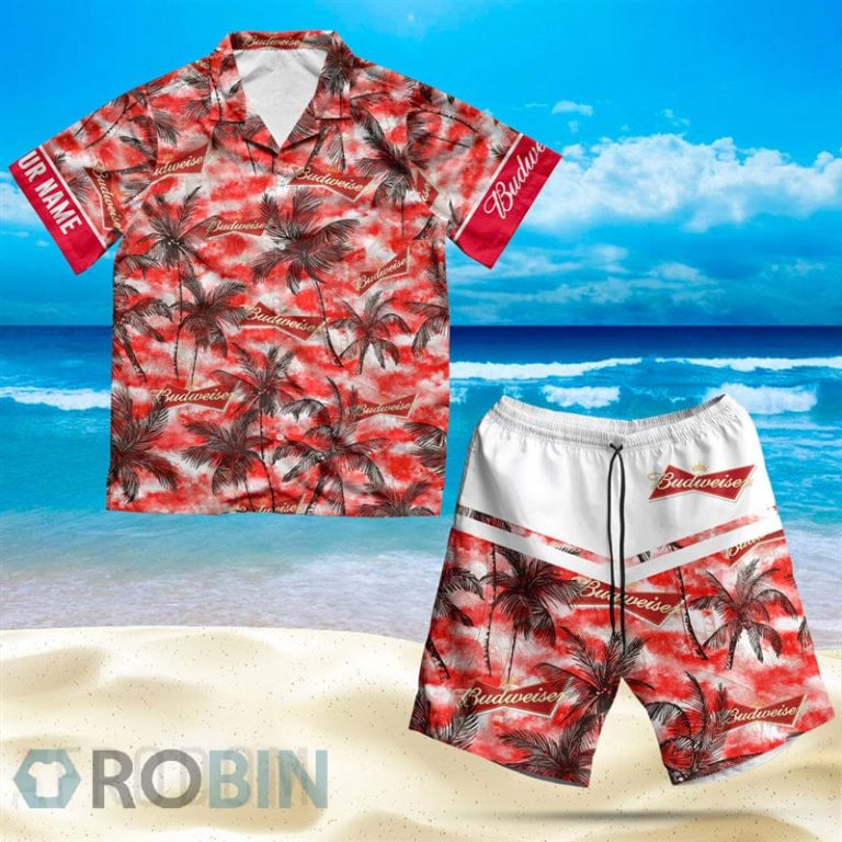 Tropical Budweiser Beer Hawaiian Shirt And Shorts Set