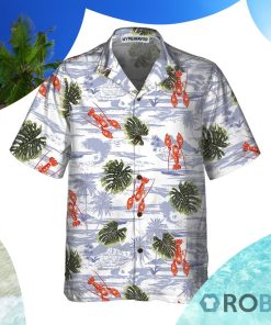 Tropical Pattern And Lobster Hawaiian Shirt Tropical Pattern And Lobster Hawaiian Shirt