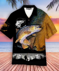 Trout Fishing Casual Button Down Short Sleeve Button Shirt Trout Fishing Casual Button Down Short Sleeve Button Shirt