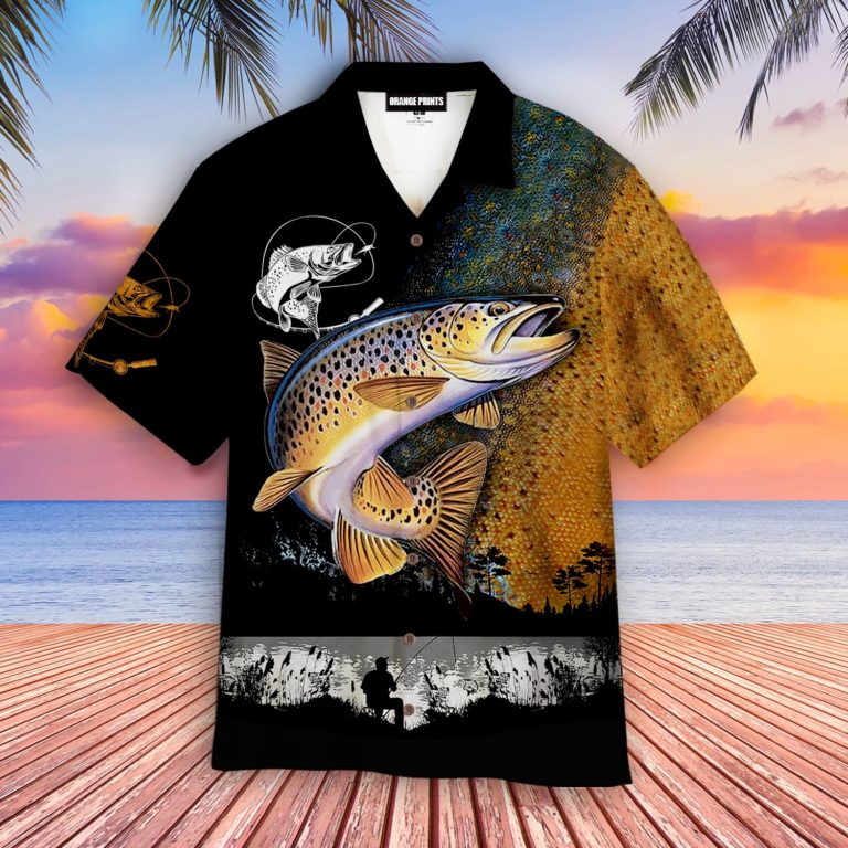 Trout Fishing Casual Button Down Short Sleeve Button Shirt