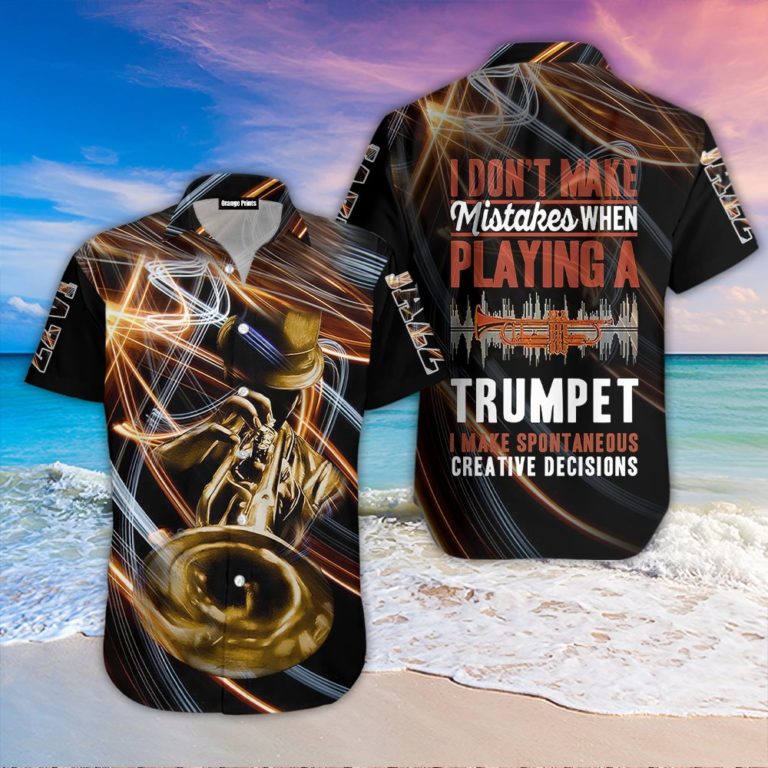 Trumpet Music Casual Button Down Short Sleeve Button Shirt