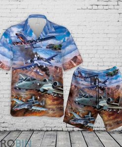 United States Air Force Fairchild Republic A-10 Thunderbolt II Hawaiian Shirt and Shorts