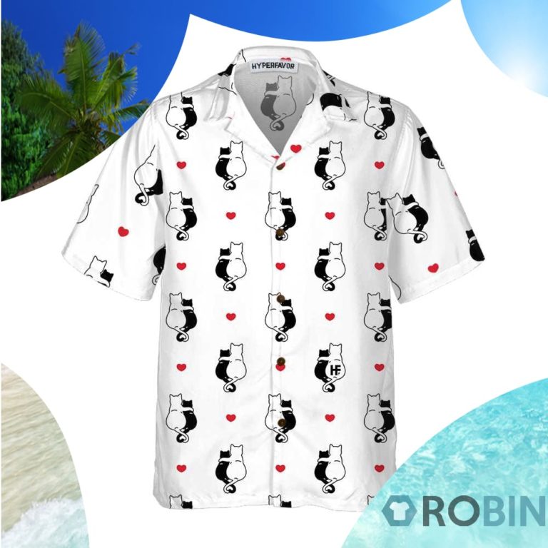 Valentine Heart Kitten Hawaiian Shirt