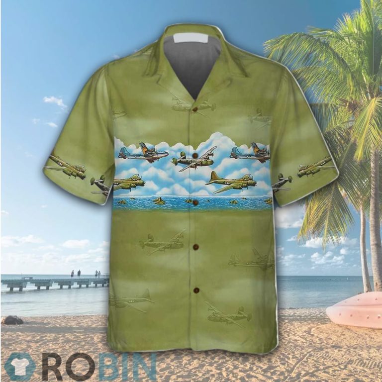Vintage Aircraft Camo Pattern Hawaiian Shirt