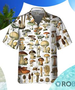Vintage Fungi Hawaiian Shirt Types Of Mushroom Shirt