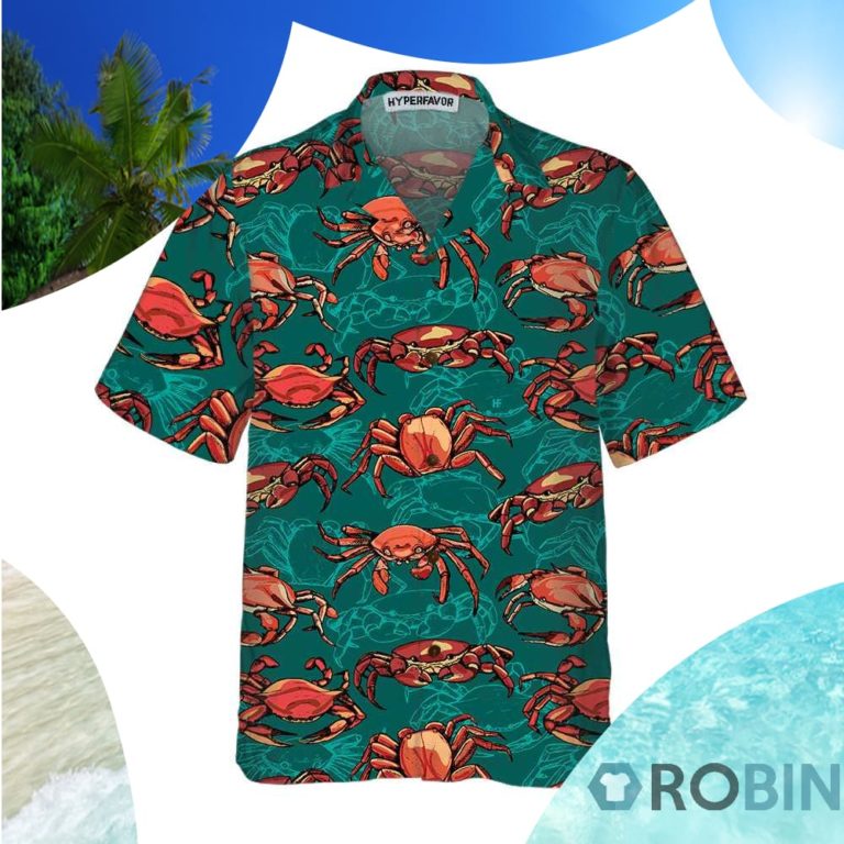 Vintage Hand Drawn Crab Hawaiian Shirt
