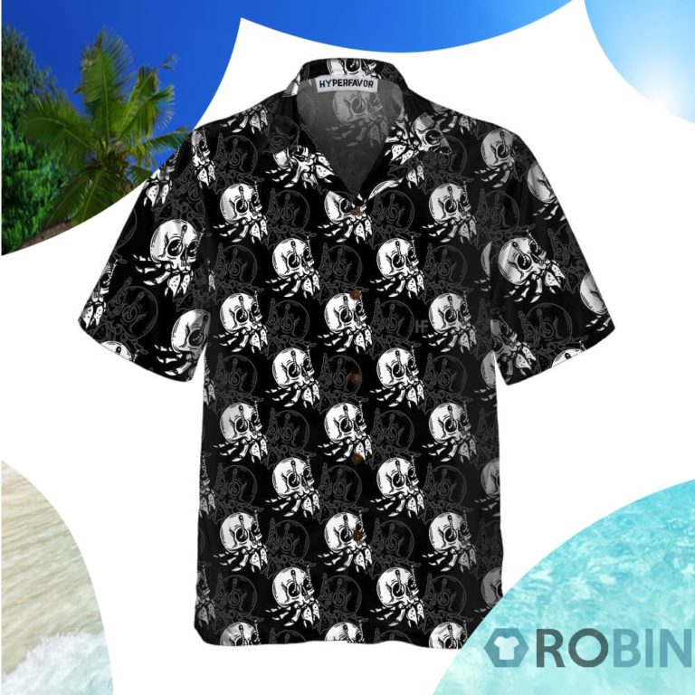 Vintage Style Skull Shell Hermit Crab Seamless Pattern Hawaiian Shirt