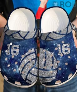 Volleyball Personalized Diamond Blue Galaxy Crocs Crocband Clog