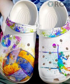 Volleyball Personalized Splatter Crocs Crocband Clog