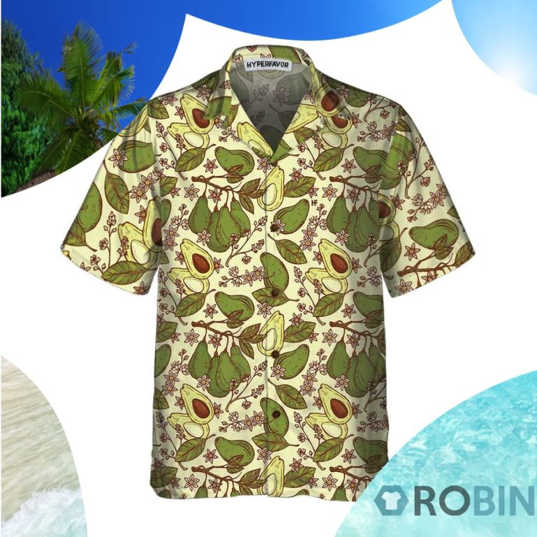 Watercolor Avocado Seamless Pattern Hawaiian Shirt