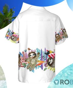 Watercolor Cute Sloth And Tropical Plant Hawaiian Shirt Watercolor Cute Sloth And Tropical Plant Hawaiian Shirt