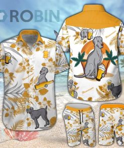 Weimaraner & Beer Hawaiian Shirt & Shorts Set