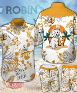 Westie & Beer Hawaiian Shirt & Shorts Set