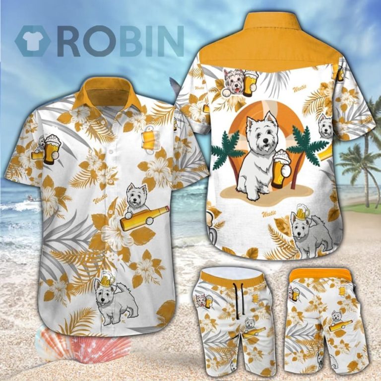 Westie & Beer Hawaiian Shirt & Shorts Set