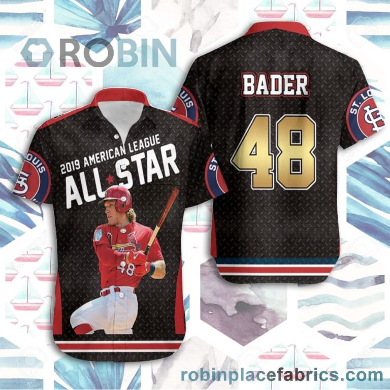 48 Harrison Bader St Louis Cardinals Short Sleeve Button Down Hawaiian Shirt