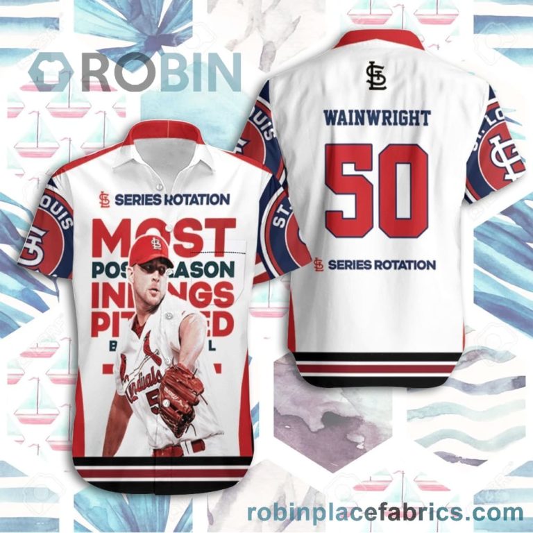 50 Wainwright St Louis Cardinals Short Sleeve Button Down Hawaiian Shirt