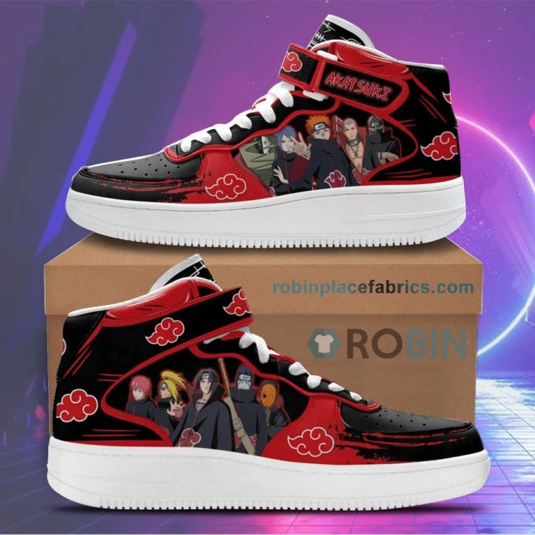 Akatsuki Team Sneakers Air Mid Custom Anime Shoes