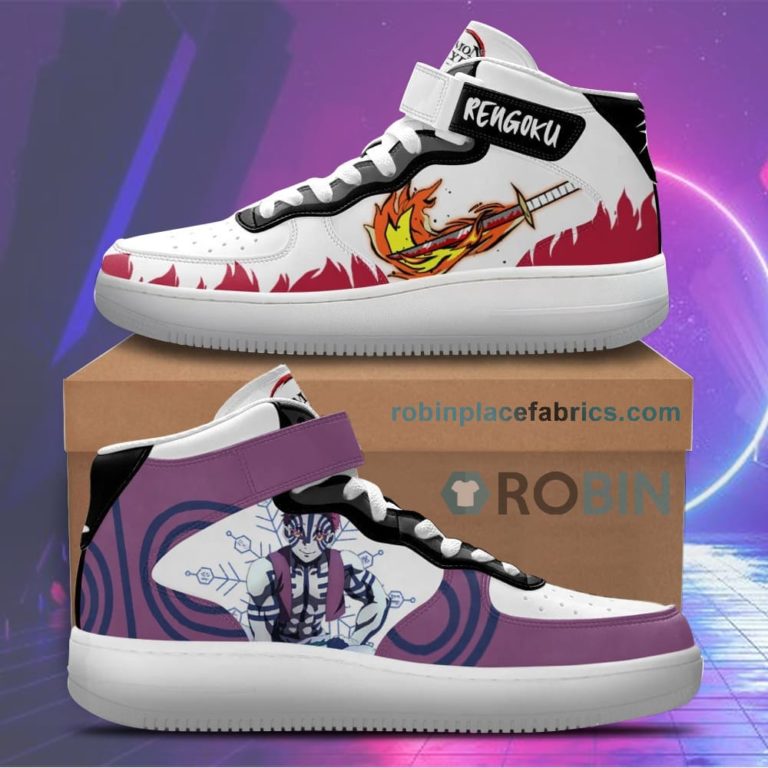 Akaza and Rengoku Sneakers Air Mid Custom Anime Demon Slayer Shoes