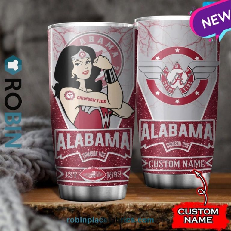 Alabama Crimson Tide Wonder Woman Custom Name Stainless Steel Tumblers Cup