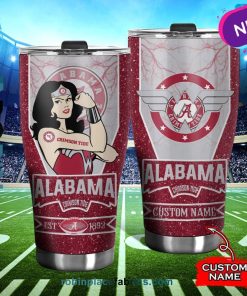 Alabama Crimson Tide Wonder Woman Custom Name Stainless Steel Tumblers Cup
