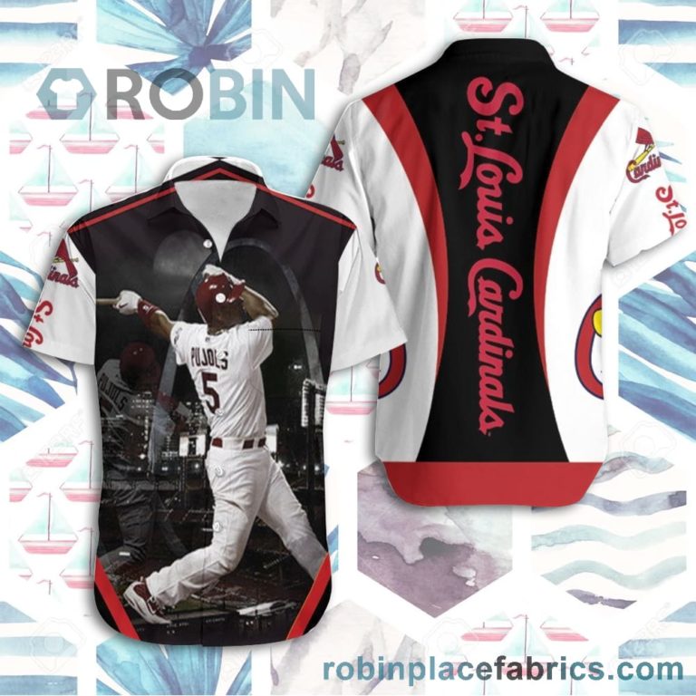 Albert Pujols Legend Of St Louis Cardinals Busch Stadium Casual Button Down Hawaiian Shirts