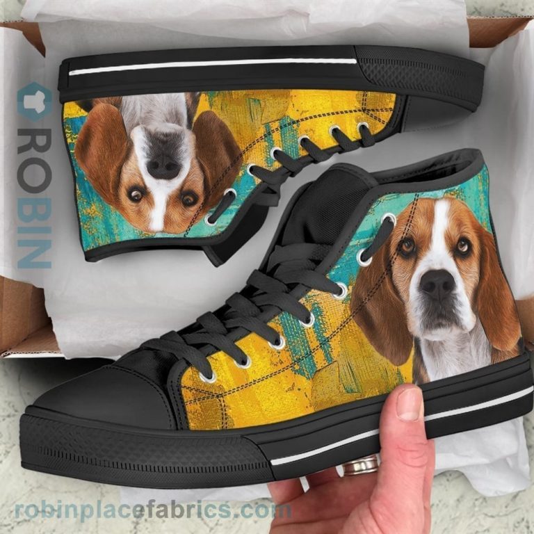 American Foxhound Dog Sneakers Colorful Canvas High Top Shoes