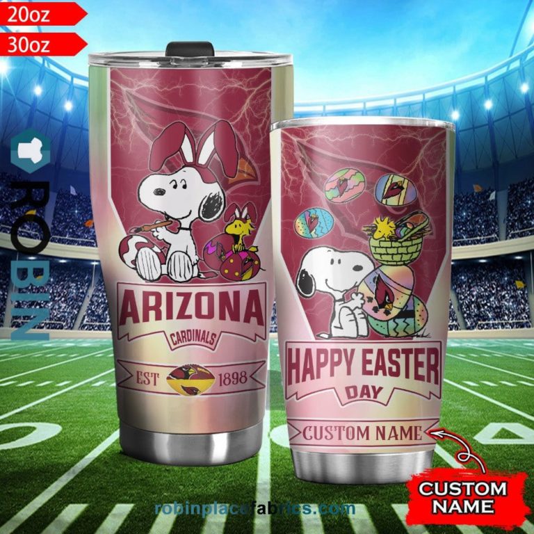Arizona Cardinals NFL Snoopy Happy Easter Day Custom Name Tumblers Cup