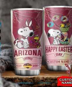 Arizona Cardinals NFL Snoopy Happy Easter Day Custom Name Tumblers Cup Arizona Cardinals NFL Snoopy Happy Easter Day Custom Name Tumblers Cup