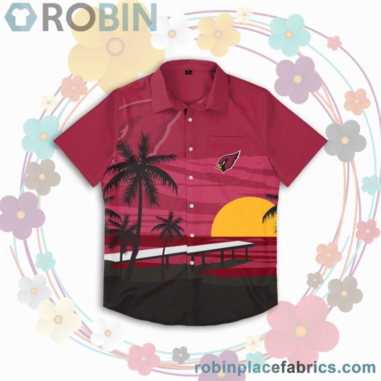 Arizona Cardinals Nfl Tropical Sunset Button Up Shirt