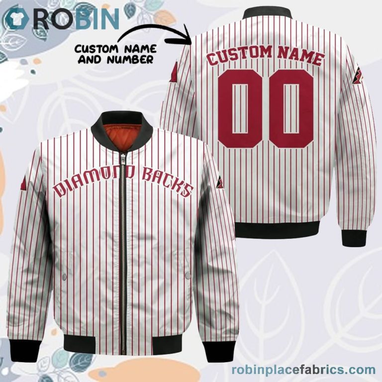 Arizona Diamondbacks MLB Uniform Stripes Custom Name Number Leather Bomber Jacket