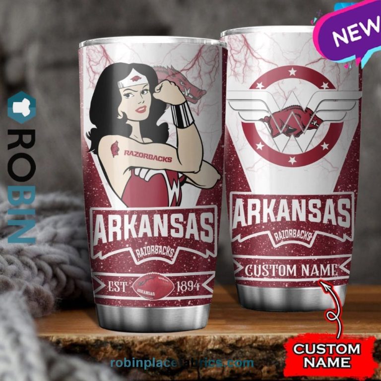 Arkansas Razorbacks Wonder Woman Custom Name Stainless Steel Tumblers Cup