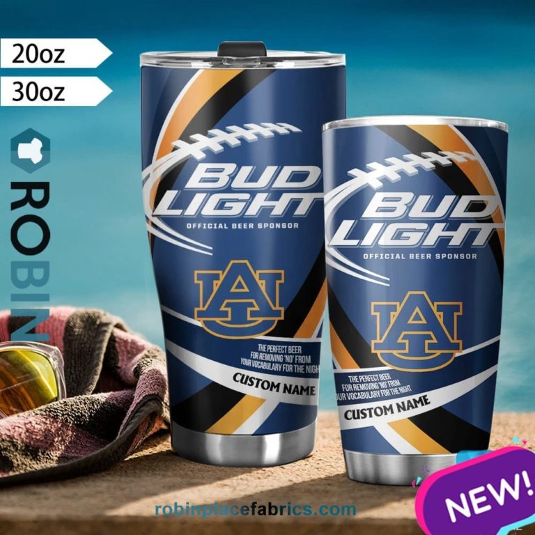 Auburn Tigers NCAA Bud Light Beer Custom Name Tumblers Cup