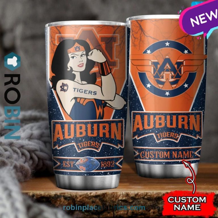 Auburn Tigers Wonder Woman Custom Name Stainless Steel Tumblers Cup