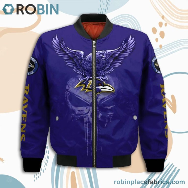 Baltimore Ravens NFL Logo Eagle Skull Bomber Jacket