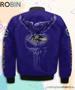 Baltimore Ravens NFL Logo Eagle Skull Bomber Jacket Baltimore Ravens NFL Logo Eagle Skull Bomber Jacket