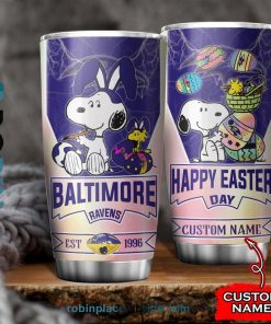 Baltimore Ravens NFL Snoopy Happy Easter Day Custom Name Tumblers Cup