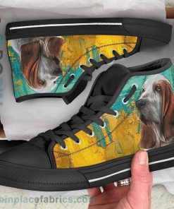 Basset Hound Dog Sneakers Colorful Canvas High Top Shoes