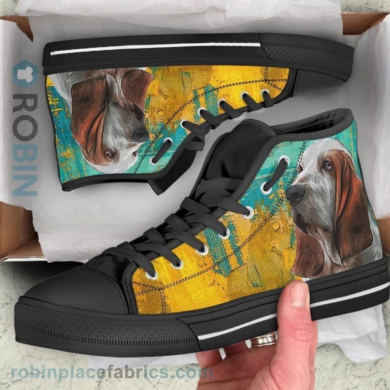 Basset Hound Dog Sneakers Colorful Canvas High Top Shoes