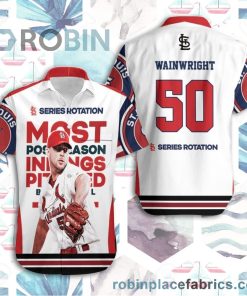 Beach Shirt 50 Wainwright St Louis Cardinals Short Sleeve Button Down Hawaiian Shirt