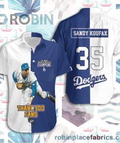 Beach Shirt Sandy Koufax La Dodgers Casual Button Down Hawaiian Shirts