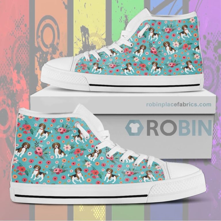 Beagle Flower Canvas High Top Sneaker