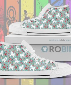 Bichon Frise Flower Canvas High Top Sneaker