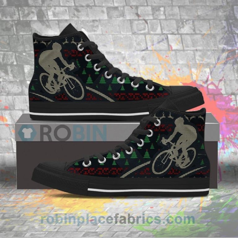 Bicycle Ugly Christmas Canvas High Top Sneaker