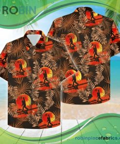 Bigfoot At Sunset Orange Hawaiian Shirt