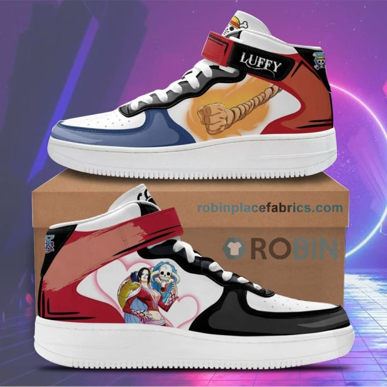 Boa and Luffy Sneakers Air Mid Custom One Piece Anime Shoes