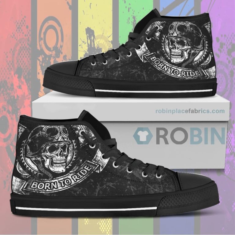 Born to Ride Motorcycle Canvas High Top Sneaker