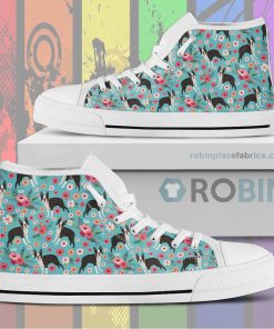 Boston Terrier Flower Canvas High Top Sneaker