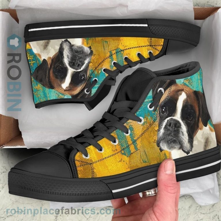 Boxer Dog Sneakers Colorful Canvas High Top Shoes